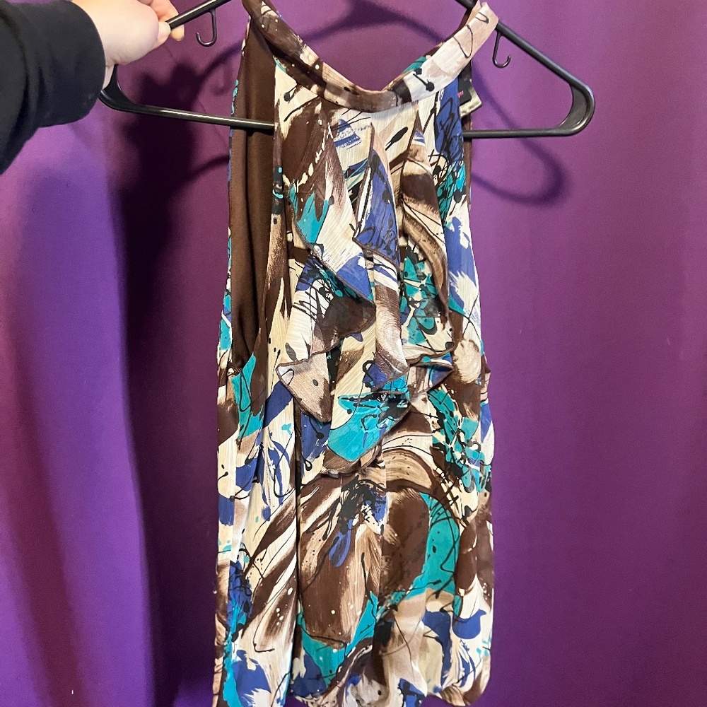 Abstract Patterned Ruffle Shirt - Picture 2 of 10